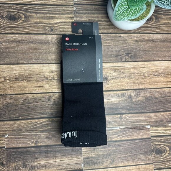 lululemon athletica Other - NWT Lululemon Men's Daily Stride Ankle Socks 3 Pack Size XL (BLK)